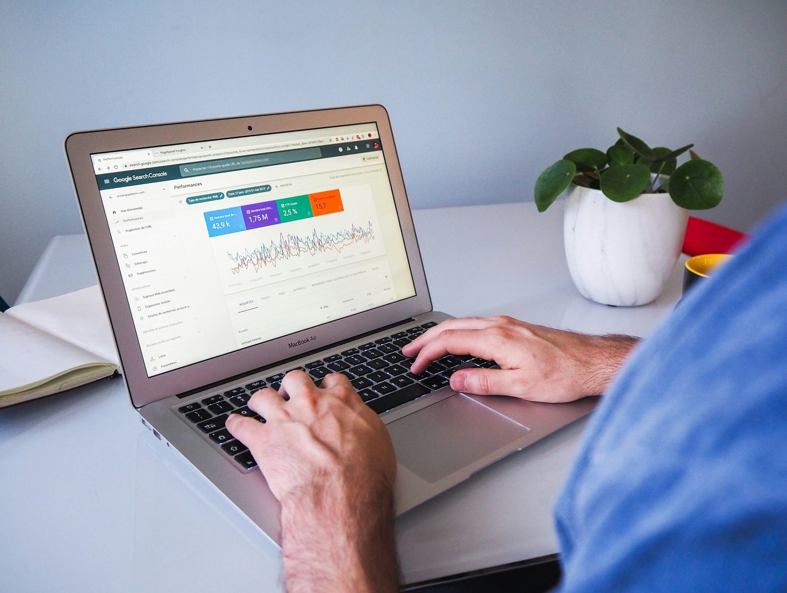 Google Search Console performance dashboard showing website search traffic and SEO data